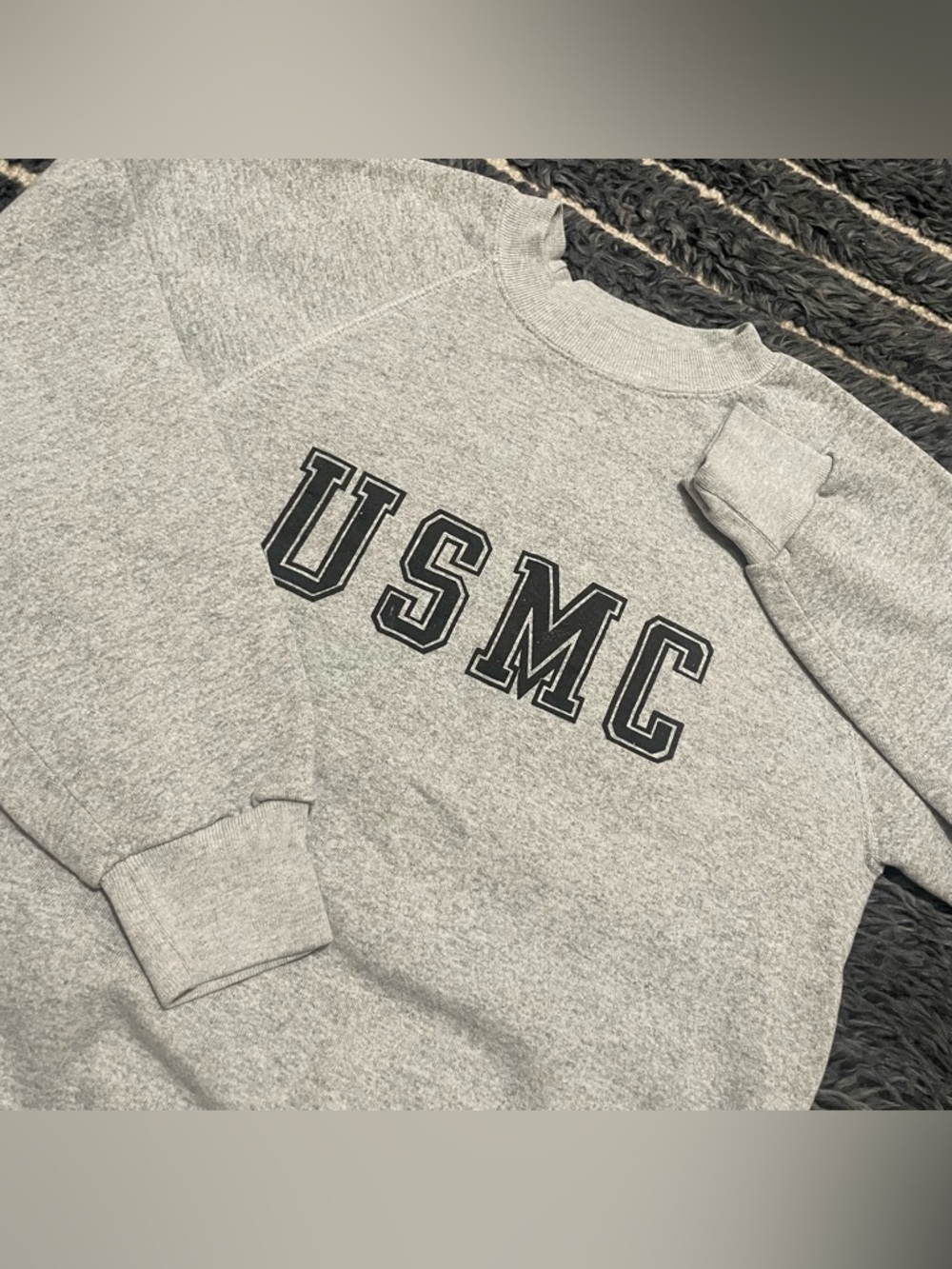 Vintage 80s USMC Grey Made In USA Crewneck Sweatshirt Size Medium - Picture 3 of 6